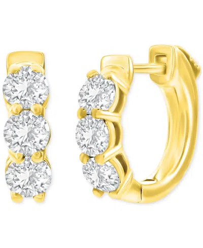 Macy's Diamond Huggie Hoop Earrings (1 Ct. T.w.) In 14k White Or Yellow Gold