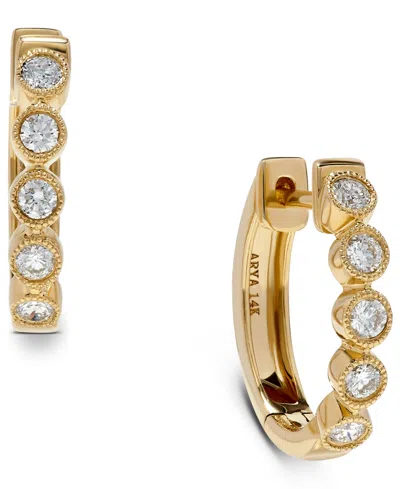 Macy's Diamond Huggie Hoop Earrings (1/3 Ct. T.w.) In 14k Yellow Gold