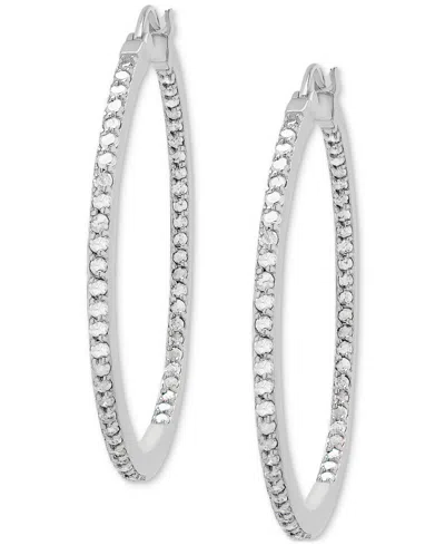 Macy's Diamond In & Out Hoop Earrings (1 Ct. T.w.) In Sterling Silver Or 14k Gold-plated Sterling Silver