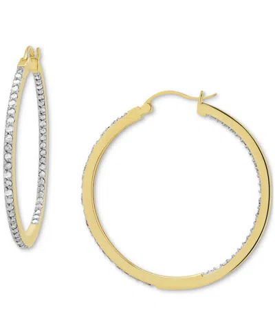 Macy's Diamond In & Out Hoop Earrings (1 Ct. T.w.) In Sterling Silver Or 14k Gold-plated Sterling Silver