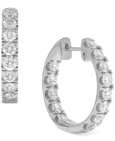 Macy's Diamond In & Out Hoop Earrings (2-1/10 Ct. T.w.) In 14k White Or Yellow Gold In White Gold