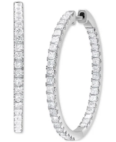 Macy's Diamond In & Out Hoop Earrings (2 Ct. T.w.) In 14k White Gold