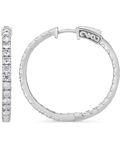 Macy's Diamond In & Out Hoop Earrings (3 Ct. T.w.) In 14k White Gold