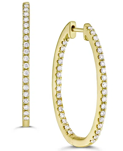 Macy's Diamond In & Out Medium Hoop Earrings (5/8 Ct. T.w.) In Yellow Gold