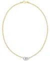 Macy's Diamond Interlocking Circle Bead Link 18" Collar Necklace (1/5 Ct. T.w.) In 14k Gold-plated Sterling In Gold-plated Sterling Silver