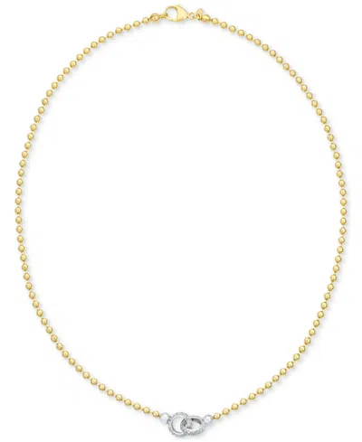 Macy's Diamond Interlocking Circle Bead Link 18" Collar Necklace (1/5 Ct. T.w.) In 14k Gold-plated Sterling In Gold-plated Sterling Silver