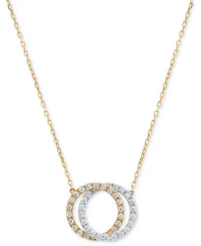 Macy's Diamond Interlocking Circle Pendant Necklace (1/2 Ct. T.w.) In 14k Two-tone Gold, 16" + 2" Extender