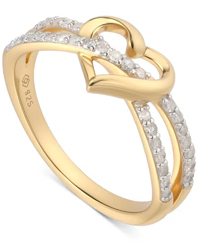 Macy's Diamond Interwoven Heart Ring (1/4 Ct. T.w.) In 14k Gold-plated Sterling Silver