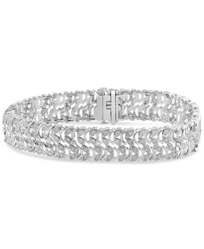 Macy's Diamond Leaf-inspired Link Bracelet (1 Ct. T.w.) In Sterling Silver