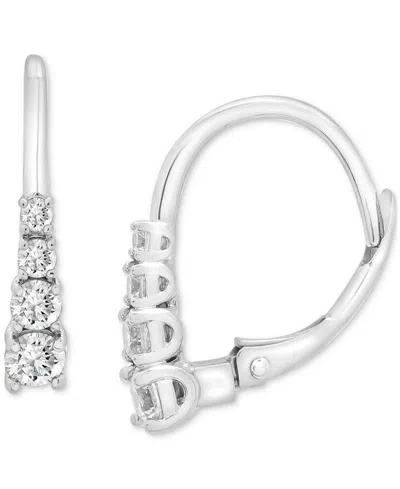 Macy's Diamond Leverback Hoop Earrings (1/2 Ct. T.w.) In 14k White Gold, Exclusively At