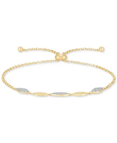 Macy's Diamond Link Bolo Bracelet (1/10 Ct. T.w.) In 14k Gold-plated Sterling Silver