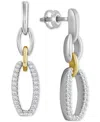 Macy's Diamond Link Drop Earrings (1/10 Ct. T.w.) In Sterling Silver & 10k Yellow Gold In Sterling Silver  Yellow Gold