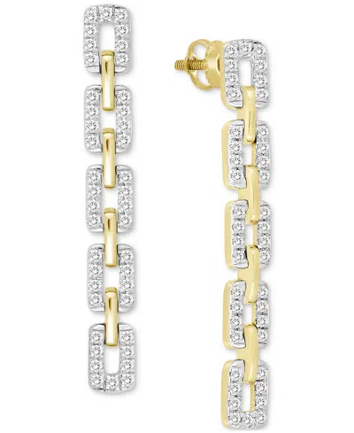 Macy's Diamond Link Linear Drop Earrings (1/2 Ct. T.w.) In 10k Yellow Gold