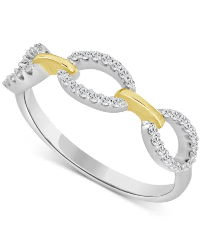 Macy's Diamond Link Ring (1/6 Ct. T.w.) In Sterling Silver & 10k Yellow Gold In Sterling Silver  Yellow Gold