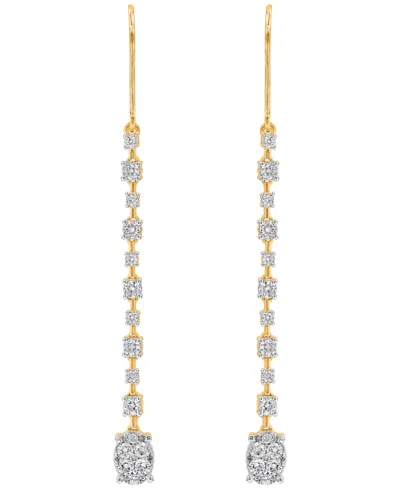 Macy's Diamond Long Drop Earrings (1 Ct. T.w.) In 14k Yellow Gold