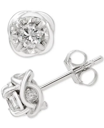 Macy's Diamond Love Knot Earrings (1/2 Ct. T.w.) In 14k White Gold