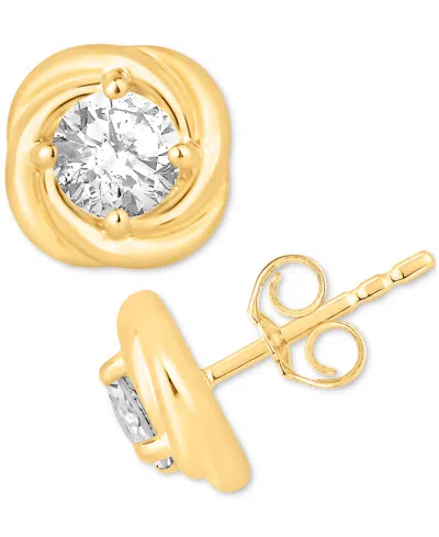 Macy's Diamond Love Knot Stud Earrings (1 Ct. T.w) In 14k Gold