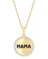 MACY'S DIAMOND MAMA COIN PENDANT NECKLACE (1/10 CT. T.W.) IN 14K GOLD-PLATED STERLING SILVER, 16" + 2" EXTE
