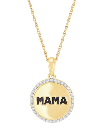 Macy's Diamond Mama Coin Pendant Necklace (1/10 Ct. T.w.) In 14k Gold-plated Sterling Silver, 16" + 2" Exte