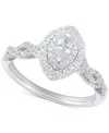 Macy's Diamond Marquise Double Halo Engagement Ring (1/2 Ct. T.w.) In 14k White Gold In White Gold