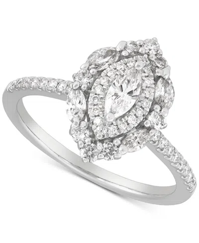 Macy's Diamond Marquise Double Halo Engagement Ring (3/4 Ct. T.w.) In 14k White Gold