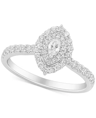 Macy's Diamond Marquise Double Halo Engagement Ring (5/8 Ct. T.w.) In 14k White Gold