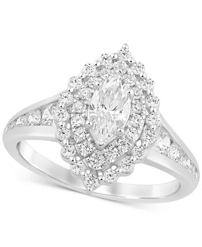 Macy's Diamond Marquise Halo Engagement Ring (1-1/3 Ct. T.w.) In 14k White Gold