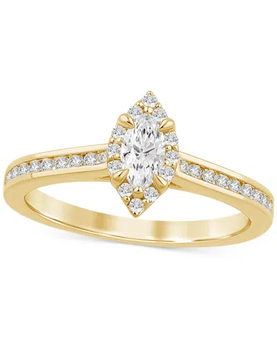 Macy's Diamond Marquise Halo Engagement Ring (1/2 Ct. T.w.) In 14k Gold In Yellow Gold