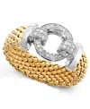 Macy's Diamond Mesh And Circle Accent Ring In Vermeil And Sterling Silver (1/5 Ct. T.w.) In Vermeil  Sterling Silver