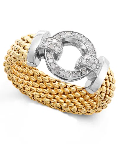 Macy's Diamond Mesh And Circle Accent Ring In Vermeil And Sterling Silver (1/5 Ct. T.w.) In Vermeil  Sterling Silver
