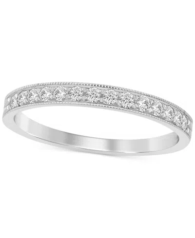 Macy's Diamond Milgrain Band (1/4 Ct. T.w.) In 14k White Or Yellow Gold In White Gold