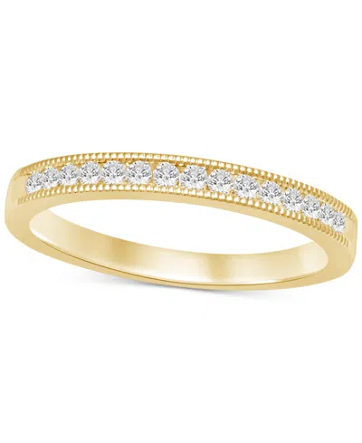 Macy's Diamond Milgrain Bead Wedding Band (1/6 Ct. T.w.) In 14k Gold In Yellow Gold