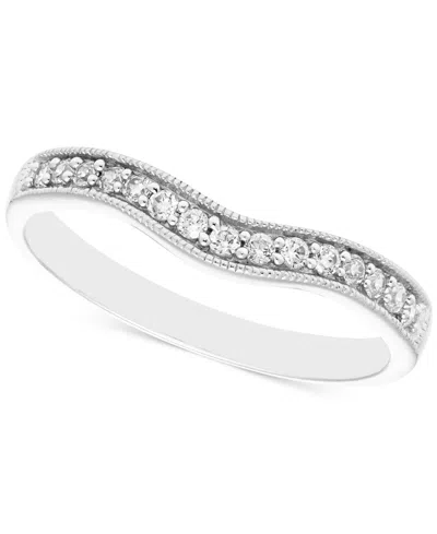 Macy's Diamond Milgrain Beaded Contour Band (1/5 Ct. T.w.) In 14k White Gold