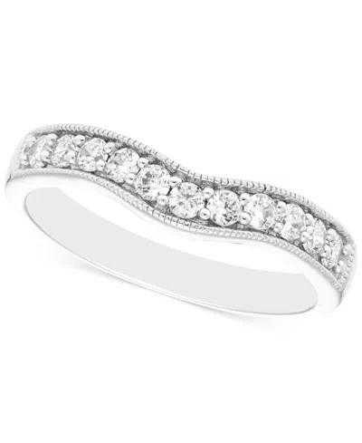 Macy's Diamond Milgrain Beaded Contour Band (3/8 Ct. T.w.) In 14k White Gold