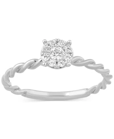 Macy's Diamond Mini Cluster Braided Shank Promise Ring (1/6 Ct. T.w.) In Sterling Silver Or Gold-plated Ste