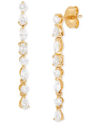 Macy's Diamond Mixed-cut Linear Drop Earrings (1 Ct. T.w.) In 14k Gold In Yellow Gold