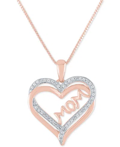 Macy's Diamond Mom 18" Pendant Necklace (1/8 Ct. T.w.) In 14k Rose Gold Over Sterling Silver In Multi