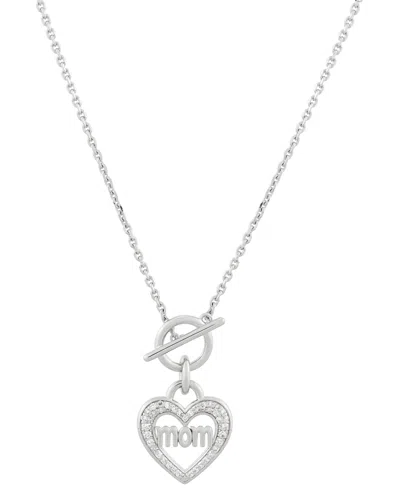 Macy's Diamond Mom Heart Toggle Necklace (1/6 Ct. T.w.) In Sterling Silver, 16" + 4" Extender