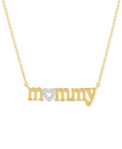 Macy's Diamond "mommy" 18" Pendant Necklace (1/10 Ct. T.w.) In 14k Gold Over Sterling Silver