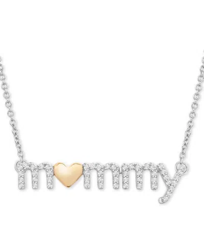 Macy's Diamond Mommy Heart Pendant Necklace (1/6 Ct. T.w.) In Sterling Silver & 14k Gold-plate, 18" + 2" Ex In Sterling Silver  Gold-plate