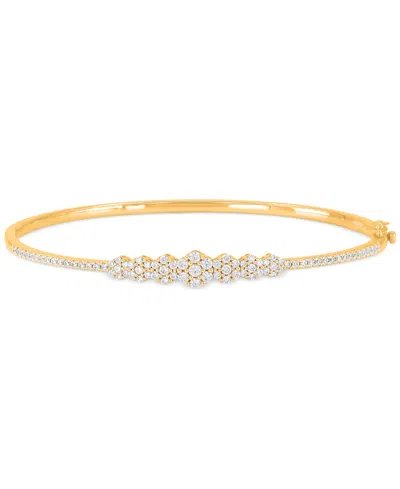 Macy's Diamond Multi Cluster Bangle Bracelet (1 Ct. T.w.) In 14k Gold In Yellow Gold