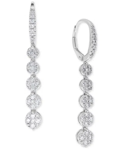 Macy's Diamond Multi Cluster Drop Earrings (1 Ct. T.w.) In 14k White Gold