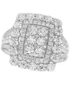 Macy's Diamond Multi Halo Emerald Shaped Cluster Ring (2 Ct. T.w.) In 14k White Gold In White Gold