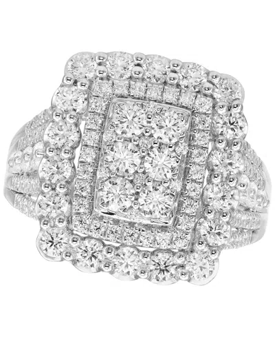 Macy's Diamond Multi Halo Emerald Shaped Cluster Ring (2 Ct. T.w.) In 14k White Gold