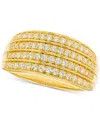 Macy's Diamond Multi-row Ring (1/2 Ct. T.w.) In 10k White Or Yellow Gold In Gold