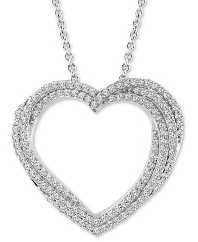 Macy's Diamond Multiple Heart Pendant Necklace (1/2 Ct. T.w.) In Sterling Silver Or 14k Gold-plated Sterlin