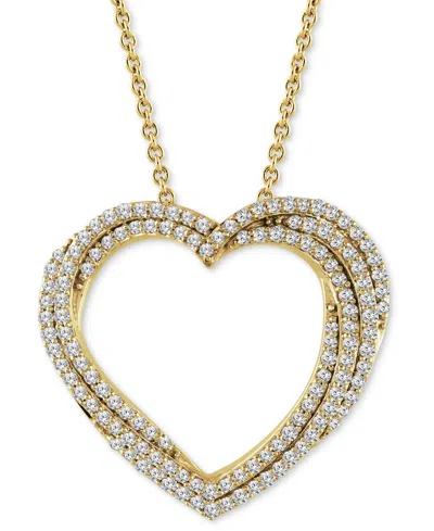Macy's Diamond Multiple Heart Pendant Necklace (1/2 Ct. T.w.) In Sterling Silver Or 14k Gold-plated Sterlin In Gold-plated Sterling Silver