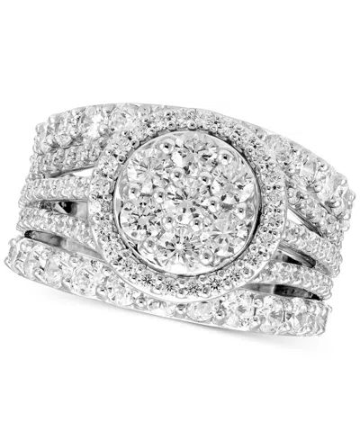 Macy's Diamond Multirow Cluster Ring (3 Ct. T.w.) In 14k White Gold