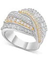 Macy's Diamond Multirow Crossover Cluster Ring (2 Ct. Tw) In 14k Two-tone Gold In Two-tone Gold