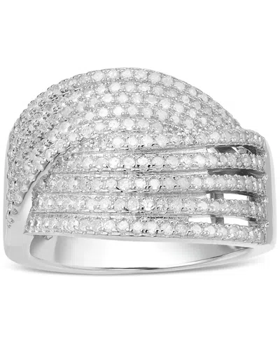Macy's Diamond Multirow Crossover Ring (3/4 Ct. T.w.) In Sterling Silver